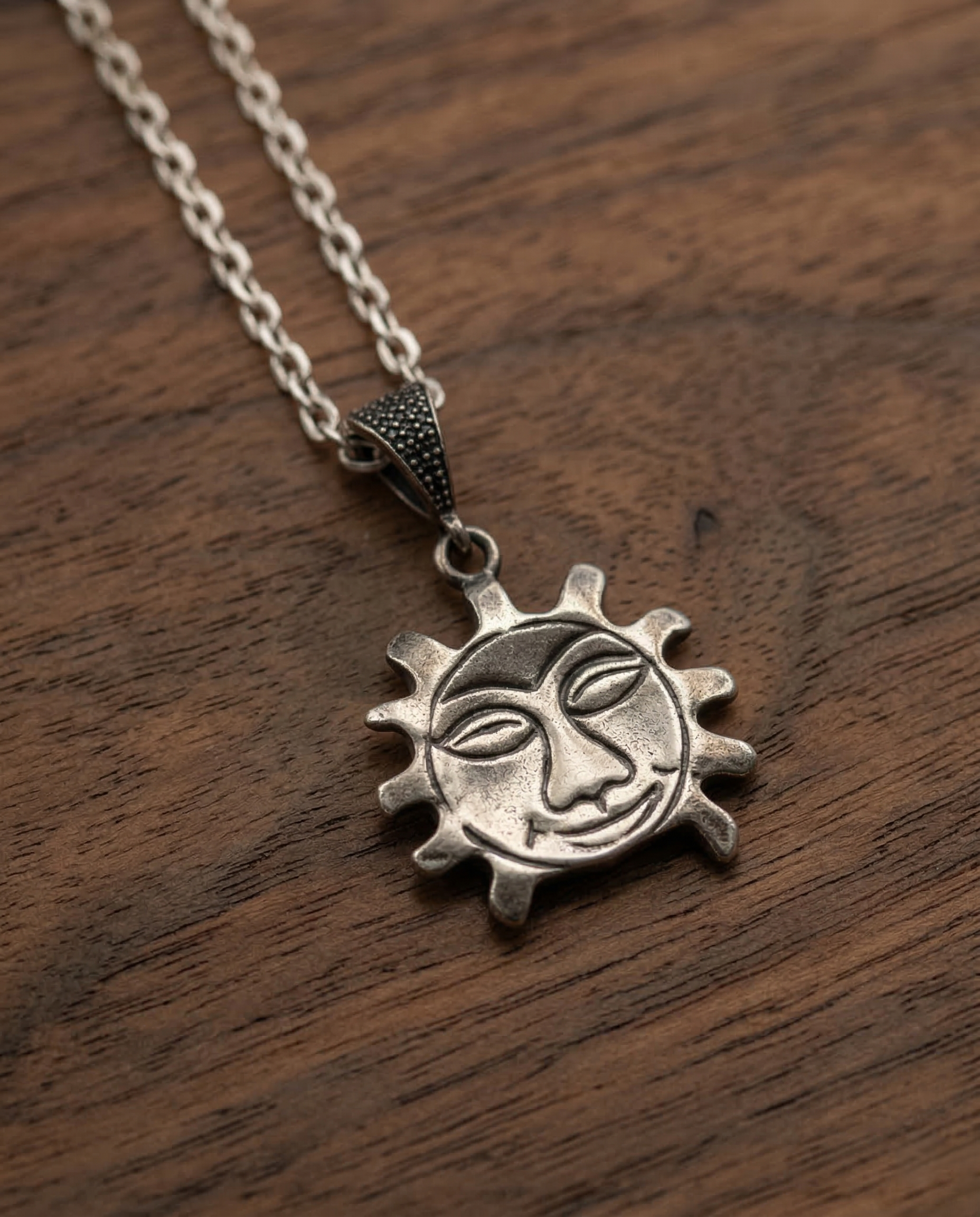 Double-Sided Sun Face Necklace